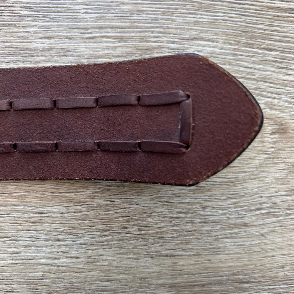 Vintage Y2K American Eagle Brown‎ Leather Belt Cowgirlcore Western Braided 36”